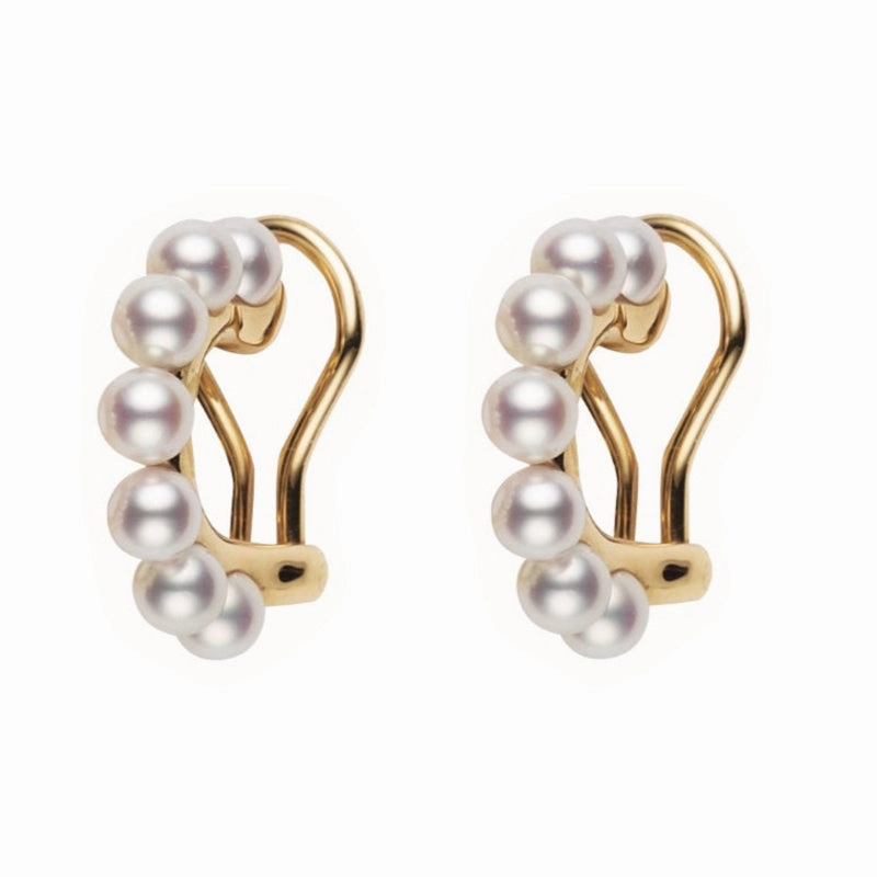 Mikimoto 18ct Yellow Gold White Akoya Pearl Bubble Earrings