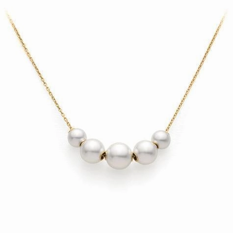 Mikimoto 18ct Yellow Gold White Akoya Pearl Necklace