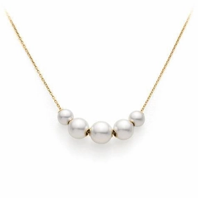 Mikimoto 18ct Yellow Gold White Akoya Pearl Necklace