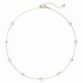 Mikimoto 18ct Yellow Gold White Akoya Pearl Necklace