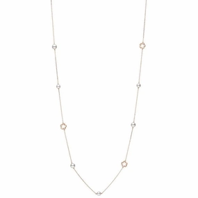 Mikimoto Cherry Blossom 18ct Rose Gold Pearl Diamond Sautoir Necklace