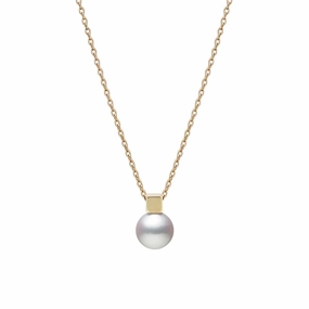 Mikimoto Classic 18ct Yellow Gold White Akoya Pearl Necklace