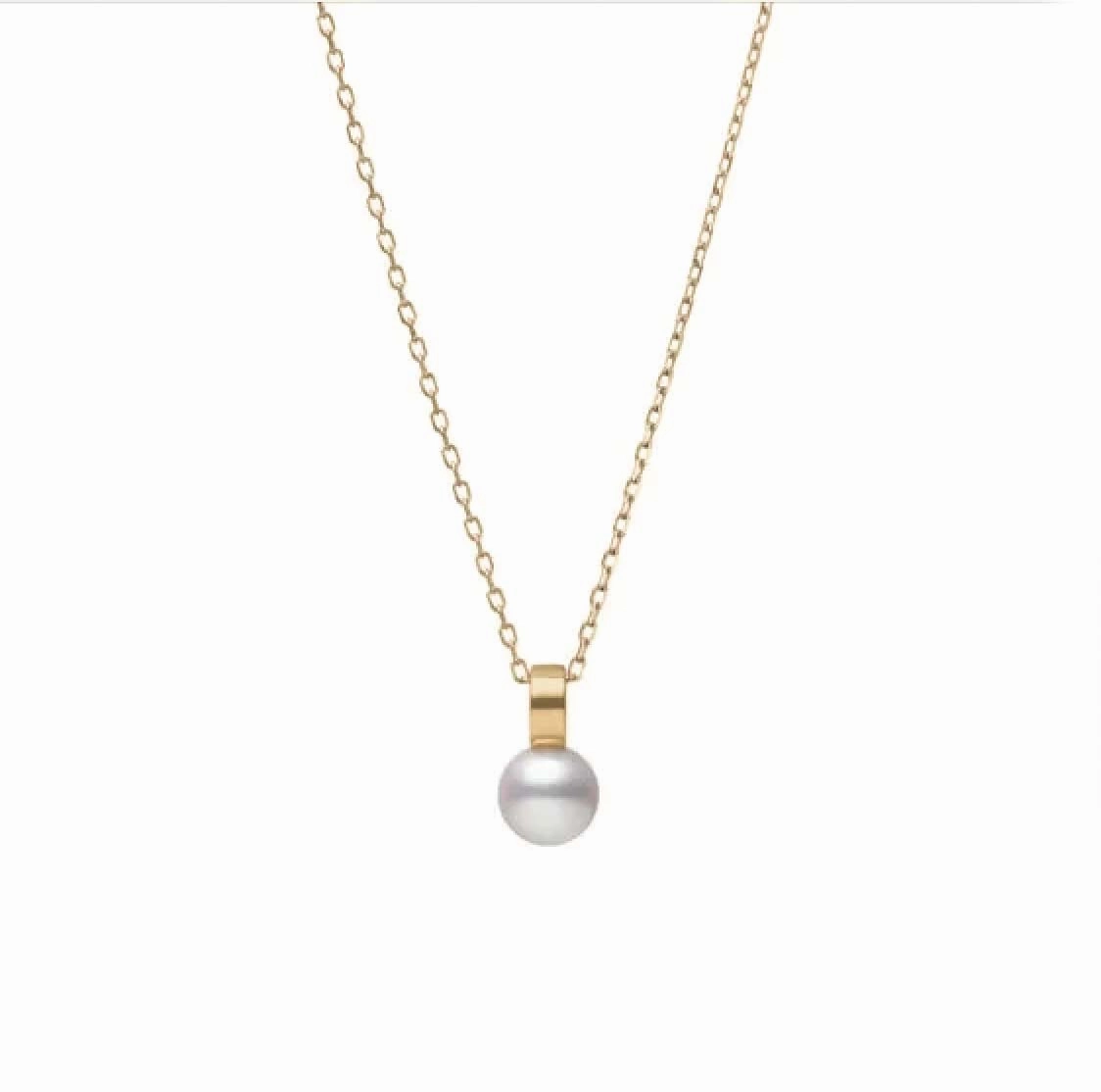 Mikimoto Classic 18ct Yellow Gold White Akoya Pearl Necklace
