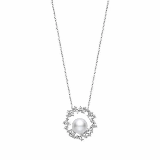 Mikimoto Classic Elegance 18ct White Gold Akoya Pearl Diamond Necklace
