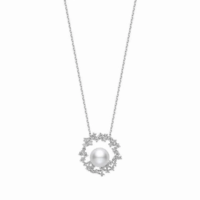 Mikimoto Classic Elegance 18ct White Gold Akoya Pearl Diamond Necklace