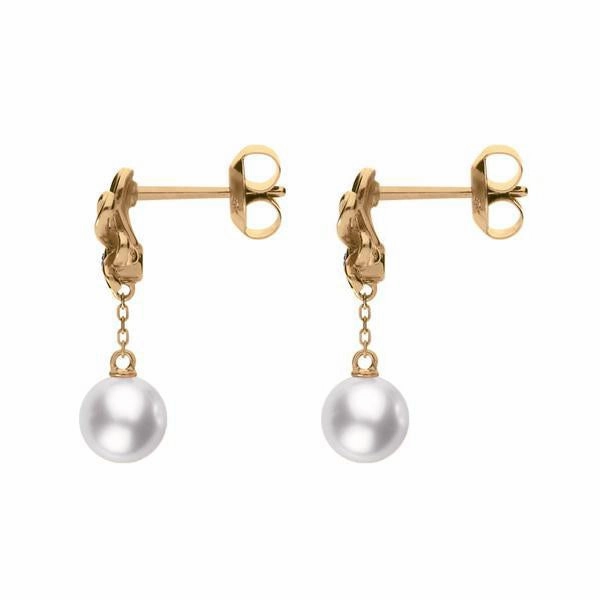 Mikimoto Dandelion 18ct Rose Gold Diamond Pearl Earrings