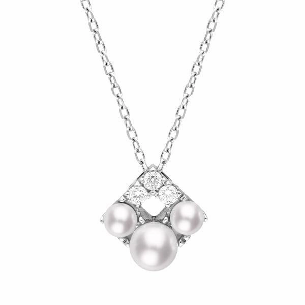 Mikimoto Falling Flakes 18ct White Gold 0.10ct Diamond Pearl Necklace