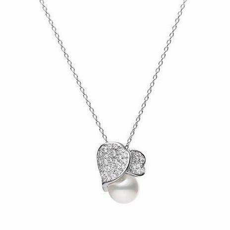 Mikimoto Les Petales Place Vendome 18ct White Gold 8mm Akoya Pearl Diamond Necklace