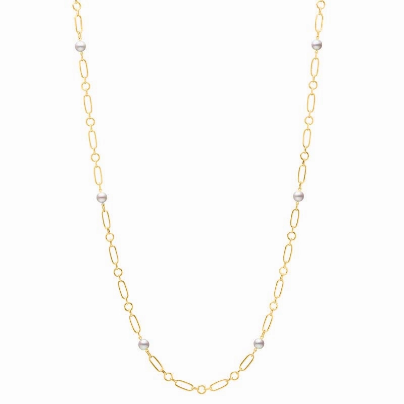 Mikimoto M Code 18ct Yellow Gold White Akoya Pearl Necklace
