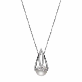 Mikimoto M Collection 18ct White Gold Diamond White South Sea Pearl Pendant