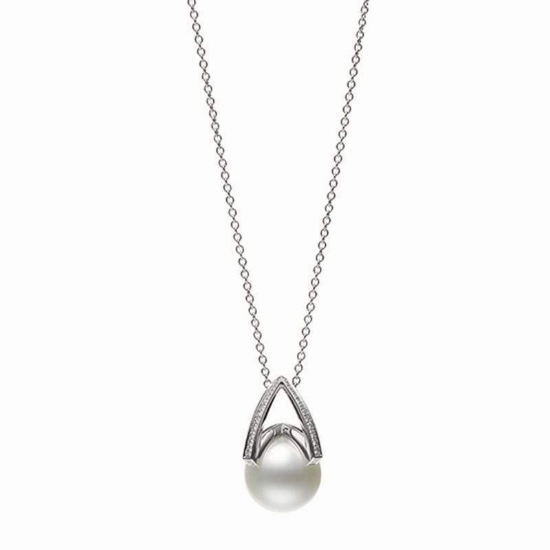 Mikimoto M Collection 18ct White Gold Diamond White South Sea Pearl Pendant