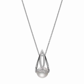 Mikimoto M Collection 18ct White Gold Diamond White South Sea Pearl Pendant