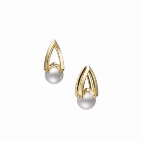 Mikimoto M Collection 18ct Yellow Gold Diamond White Akoya Pearl Earrings