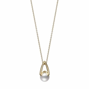 Mikimoto M Collection 18ct Yellow Gold Diamond White Akoya Pearl Pendant