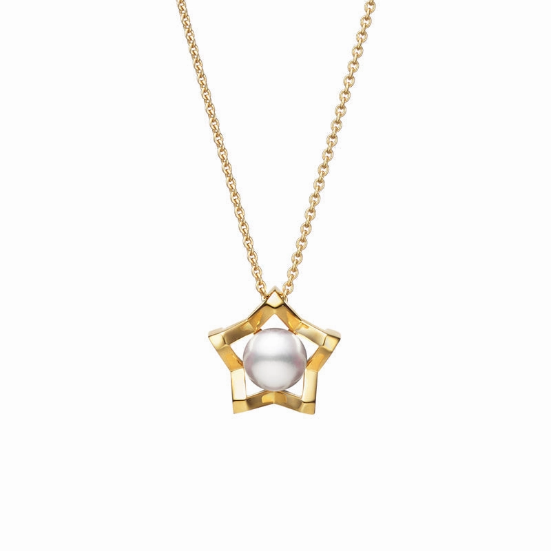 Mikimoto M Collection 18ct Yellow Gold White Akoya Pearl Star Pendant