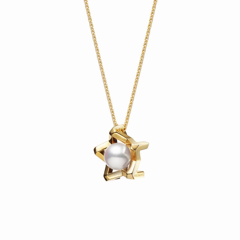 Mikimoto M Collection 18ct Yellow Gold White Akoya Pearl Star Pendant