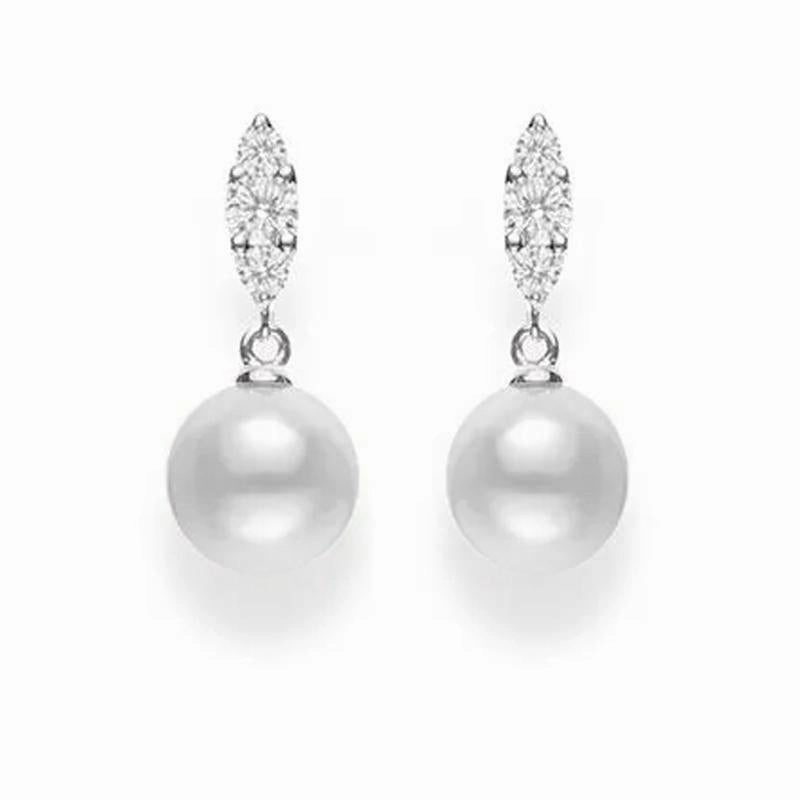 Mikimoto Morning Dew 18ct White Gold Diamond White South Sea Pearl Earrings