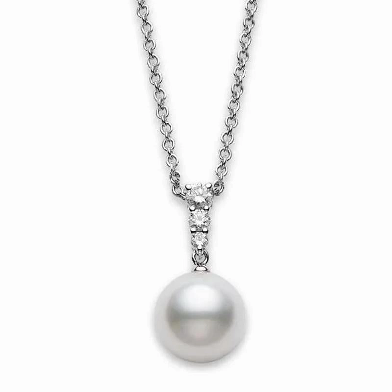 Mikimoto Morning Dew 18ct White Gold Diamond White South Sea Pearl Pendant