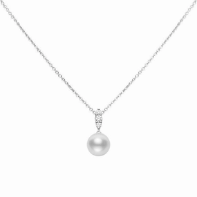 Mikimoto Morning Dew 18ct White Gold Diamond White South Sea Pearl Pendant
