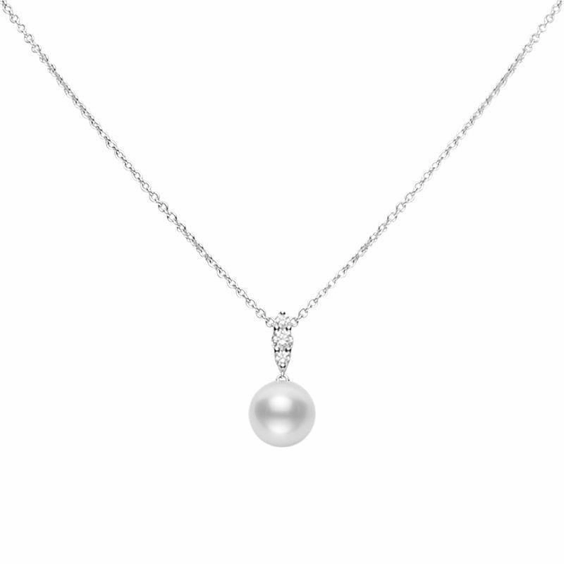 Mikimoto Morning Dew 18ct White Gold Diamond White South Sea Pearl Pendant