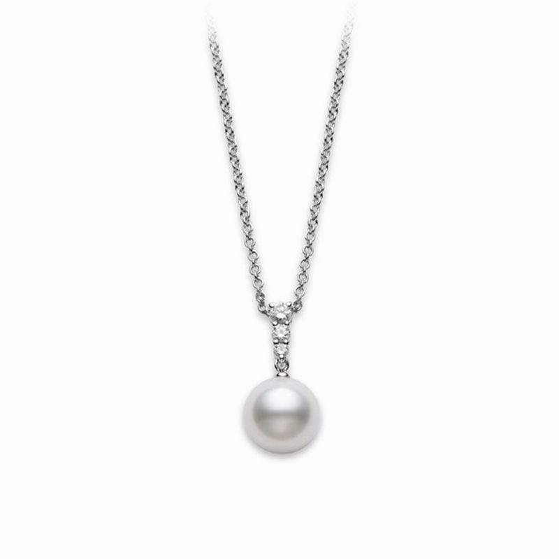 Mikimoto Morning Dew 18ct White Gold Diamond White South Sea Pearl Pendant