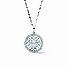 Mikimoto Necklace Akoya Pearl Diamond And 18ct White Gold