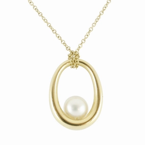 Mikimoto Necklace Loop White Pearl 18ct Yellow Gold D