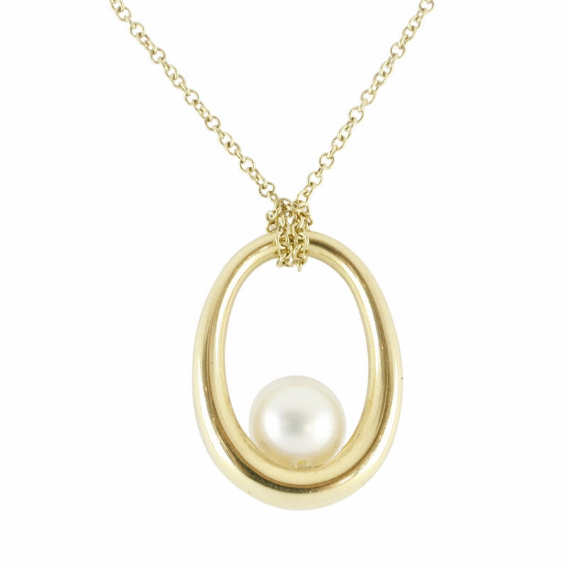 Mikimoto Necklace Loop White Pearl 18ct Yellow Gold D
