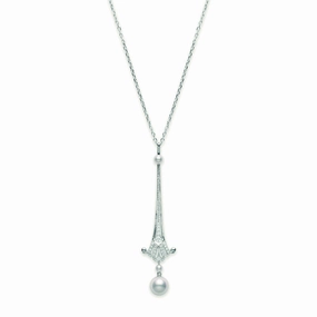 Mikimoto Necklace Vintage Long Sword Drop Pearl 18ct White Gold