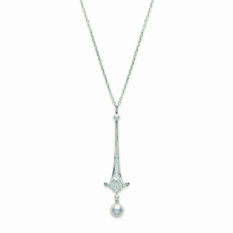Mikimoto Necklace Vintage Long Sword Drop Pearl 18ct White Gold