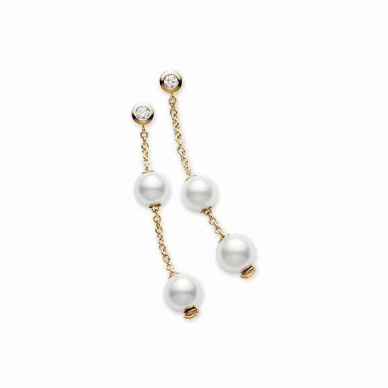 Mikimoto Pearls in Motion 18ct Yellow Gold Akoya Cultured Pearl Earrings