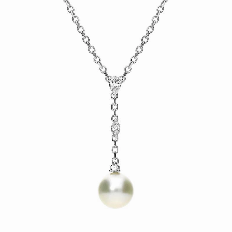Mikimoto Platinum Diamond White 10mm South Sea Pearl Necklace D