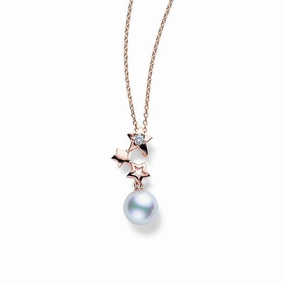 Mikimoto Starry Night 18ct Rose Gold Diamond Pearl Necklace
