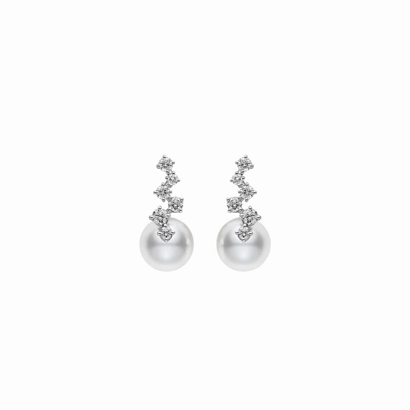 Mikimoto Starry Night 18ct White Gold Akoya Pearl Diamond Earrings
