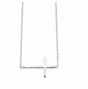 Necklace-  Horizontal Cross Silver Necklace