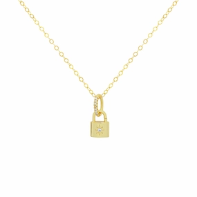 Necklace - PadLock with CZ Detailing Necklace