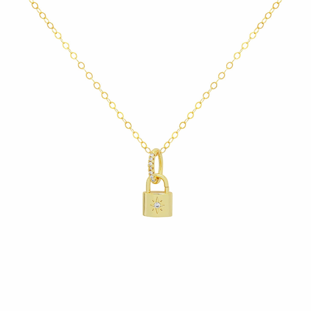 Necklace - PadLock with CZ Detailing Necklace