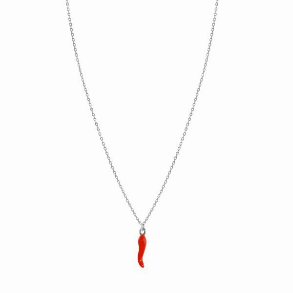 Necklace - Red Horn Chilli Enamel