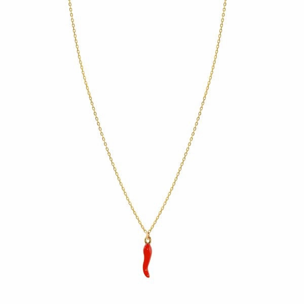 Necklace - Red Horn Chilli Enamel