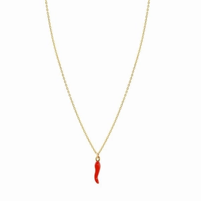 Necklace - Red Horn Chilli Enamel