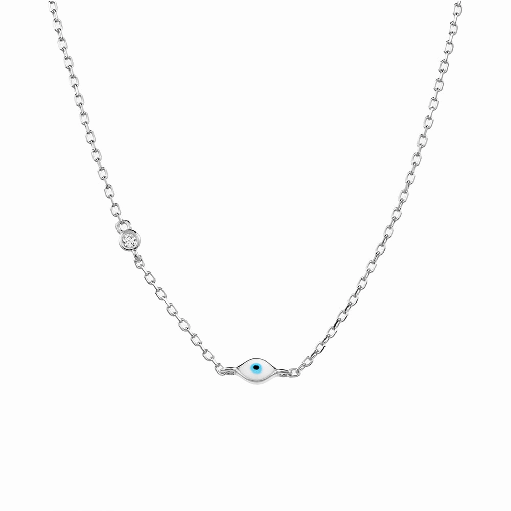 Necklace-  Single CZ & Evil Eye