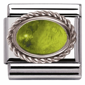 Nomination Charm Composable Classic Oval Semi Precious Stones Peridot Steel