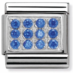 Nomination Charm Composable Classic Pave Blue Cubic Zirconia Steel