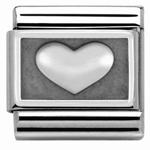 Nomination Charm Composable Classic Plates Oxidized Heart Steel