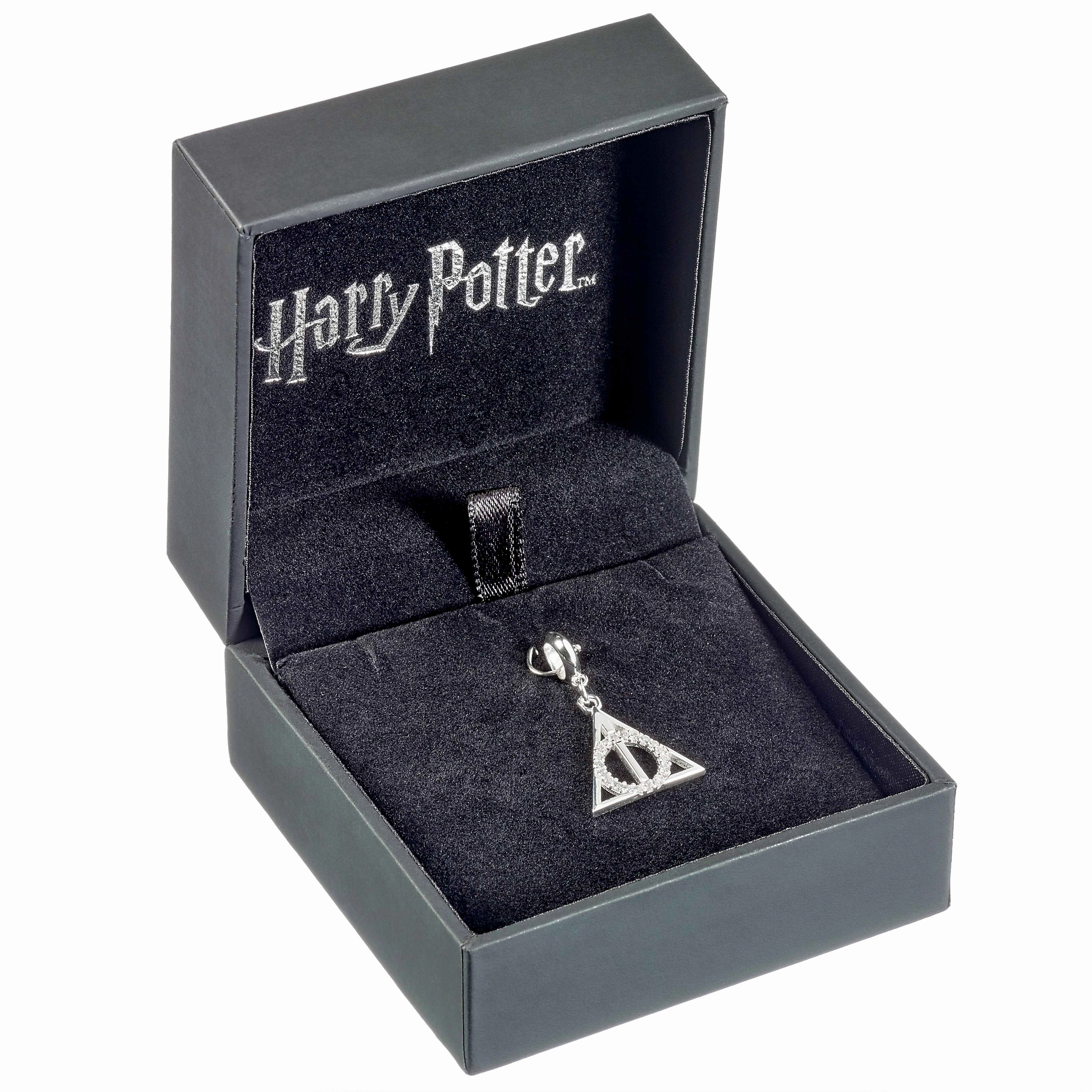 Official Harry Potter Sterling Silver Deathly Hallows Embellished Slider Charm