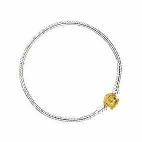 Official Harry Potter Sterling Silver Gold Plated Golden Snitch Charm Bracelet - M