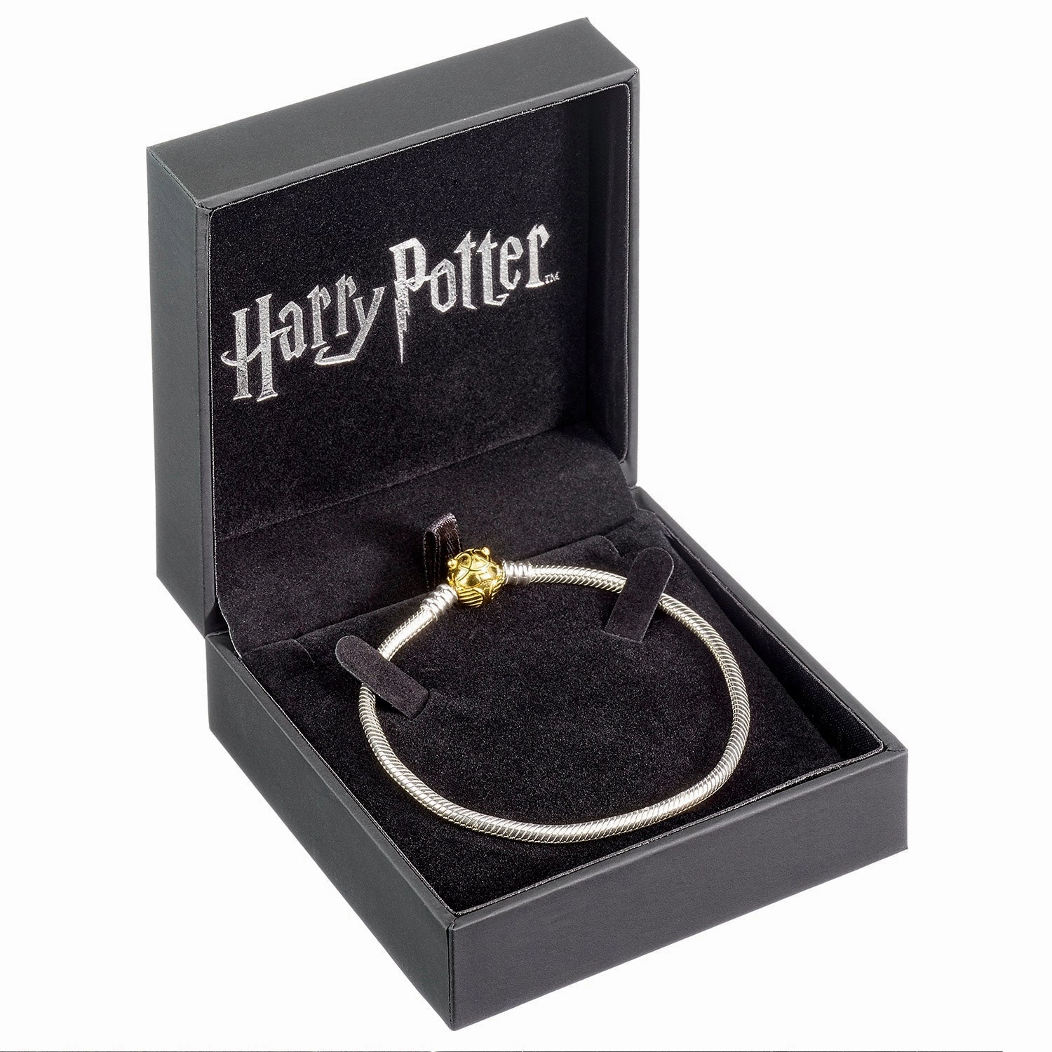 Official Harry Potter Sterling Silver Gold Plated Golden Snitch Charm Bracelet - M