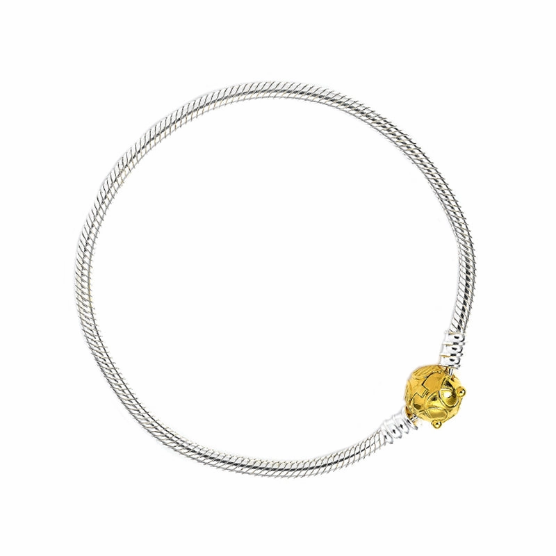 Official Harry Potter Sterling Silver Gold Plated Golden Snitch Charm Bracelet - M