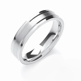Palladium 6mm Engraved Satin Wedding Ring