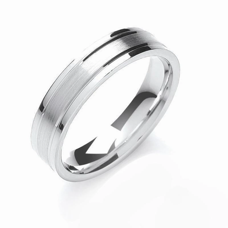 Palladium 6mm Engraved Satin Wedding Ring